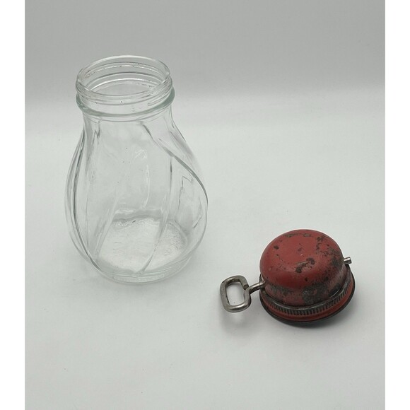 Vintage Glass Turn Key Nut Grinder Chopper with Red Metal Top - Picture 5 of 7